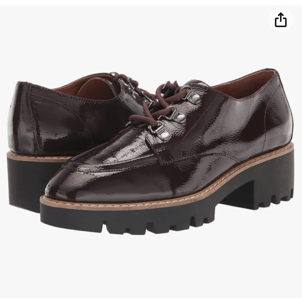 Donald J Pliner evans Oxfords, Dark Brown
 Crinkle Patent lace up 
Loafers sz 6M